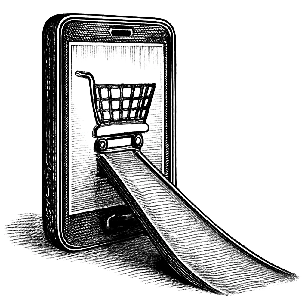 Illustration: a mobile phone checkout with an accessibility ramp leading up to it