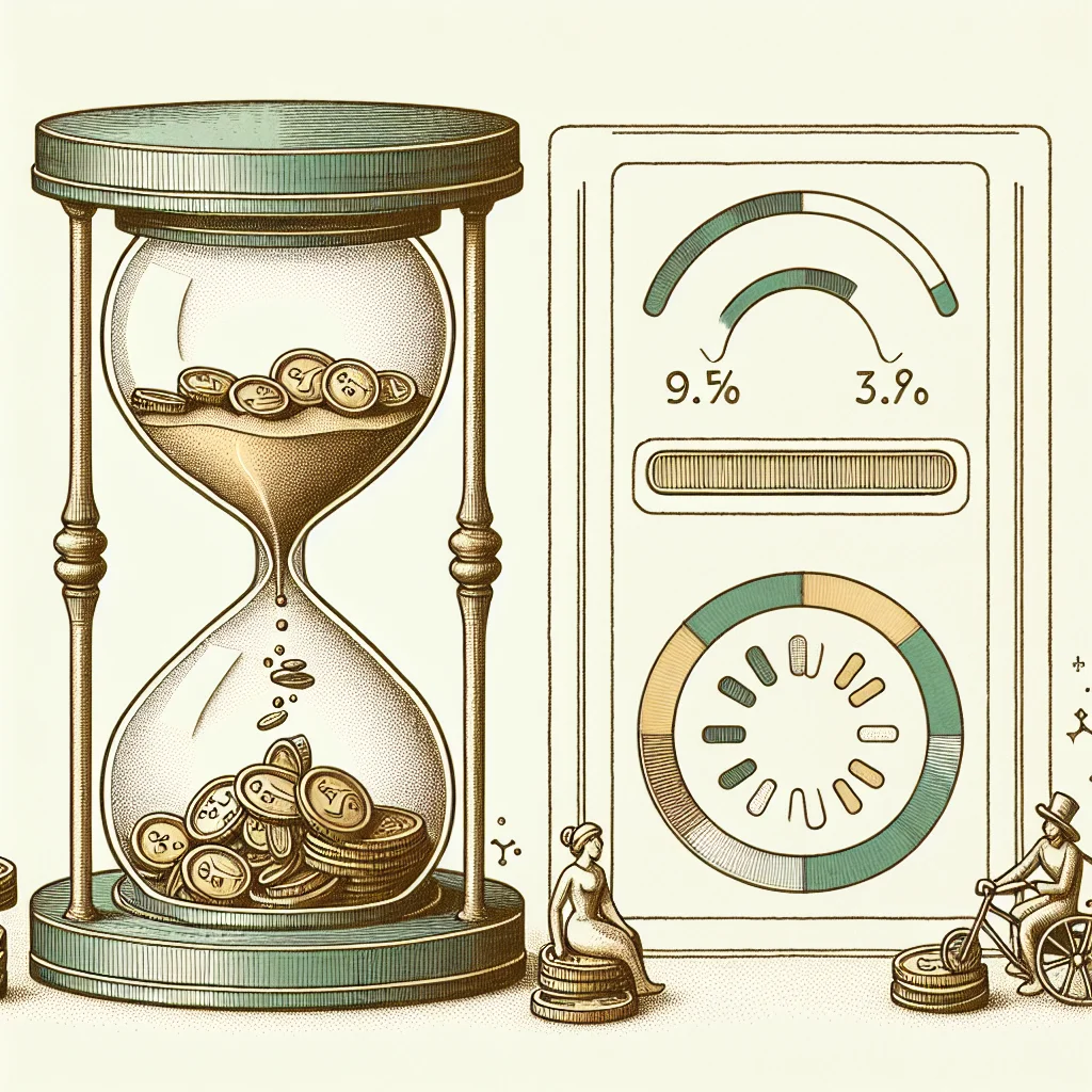 Illustration: an hourglass with coins falling out the bottom next to a loading spinner with small impatient figures tapping their feet